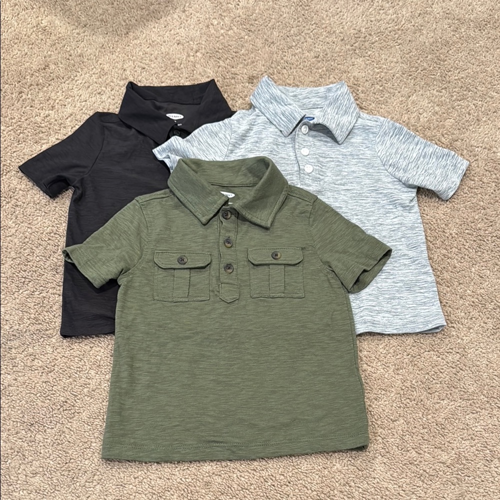 Toddler Boy Polo Shirt Set - Black, Green, Gray